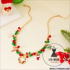 Christmas-themed necklace for women santa claus wreath rhinestone pendant christmas bell and tree sweater chain