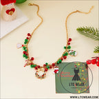 Christmas-themed necklace for women santa claus wreath rhinestone pendant christmas bell and tree sweater chain