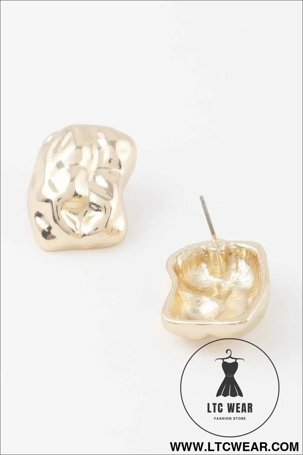 Chunky Textured Dish Stud Earrings