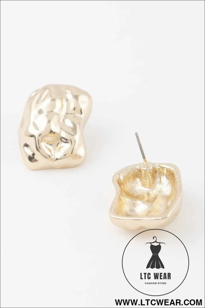 Chunky Textured Dish Stud Earrings