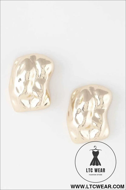 Chunky Textured Dish Stud Earrings
