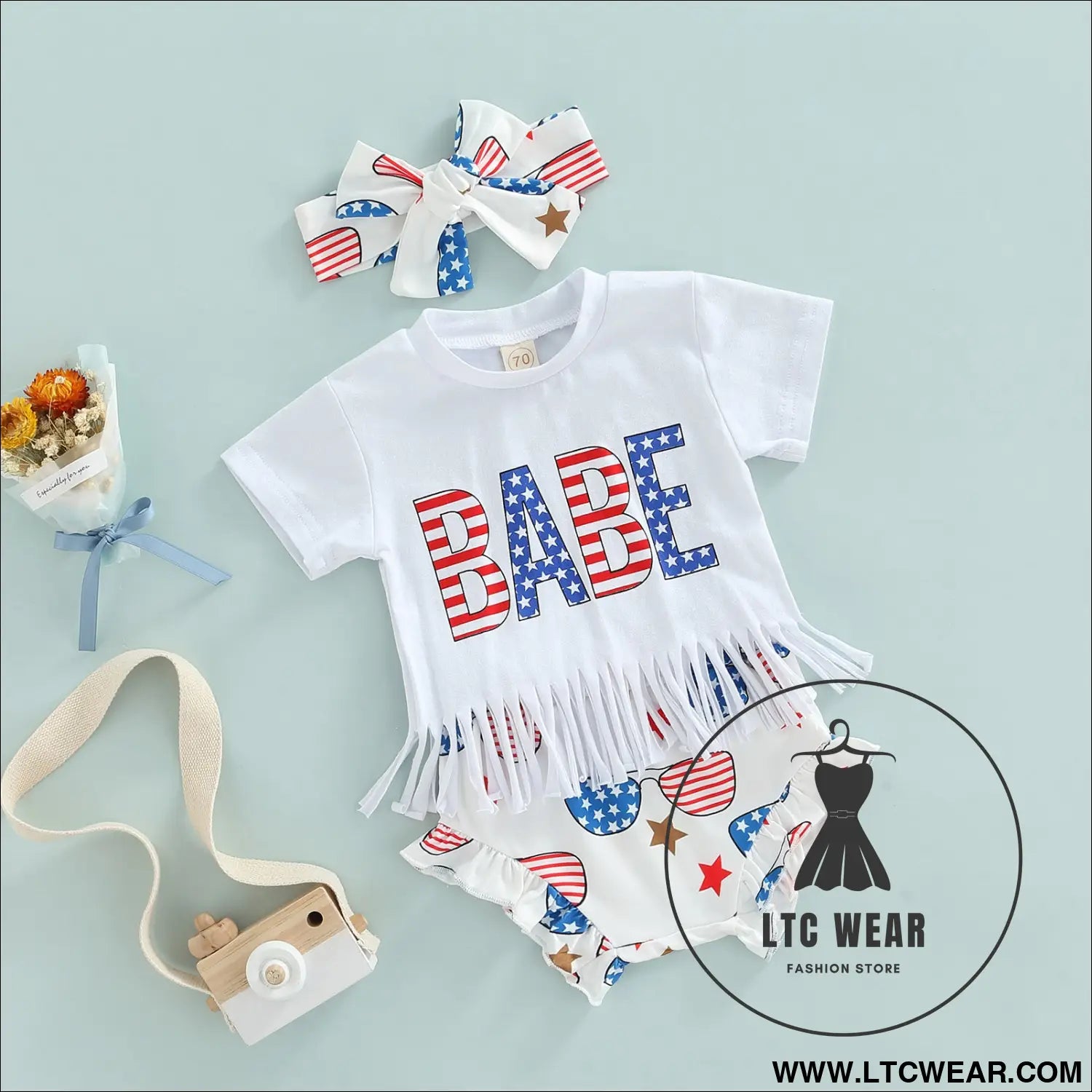 Citgeett summer independence day infant baby girl pants outf - 3m