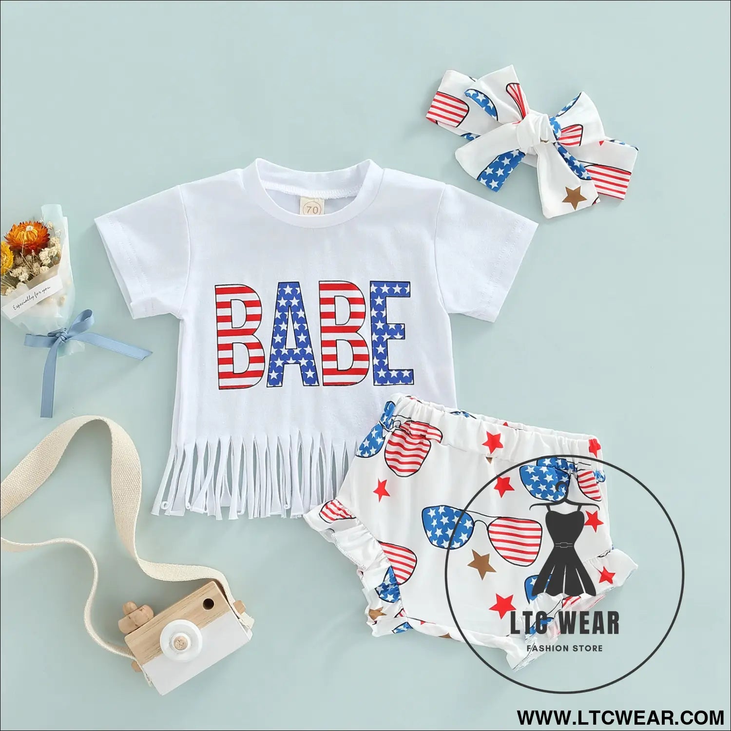 Citgeett summer independence day infant baby girl pants outf