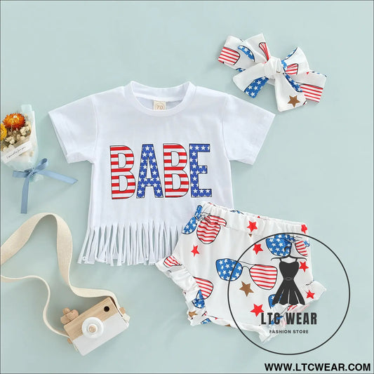 Citgeett summer independence day infant baby girl pants outf