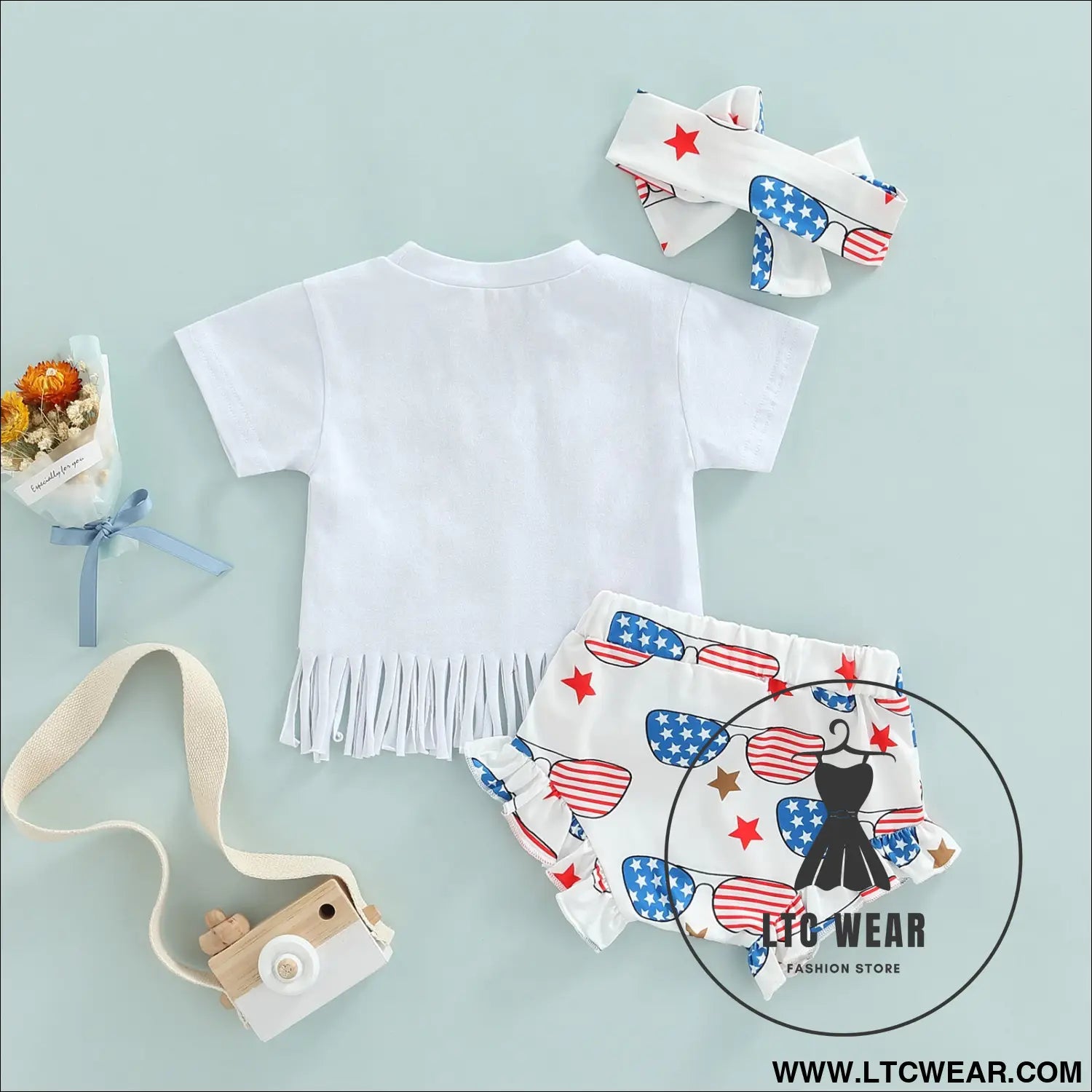 Citgeett summer independence day infant baby girl pants outf