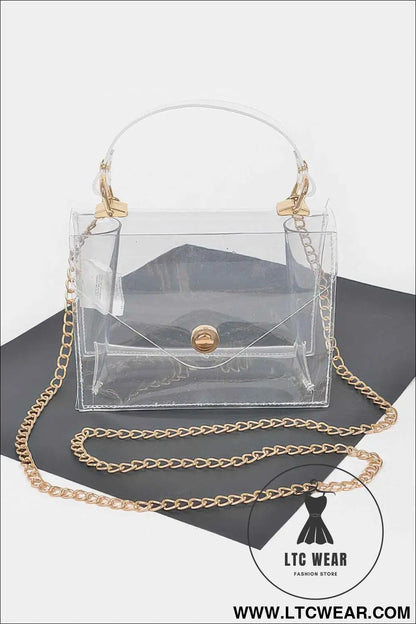 Clear Pvc Top Handle Crossbody Bag