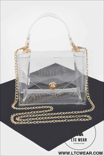Clear Pvc Top Handle Crossbody Bag
