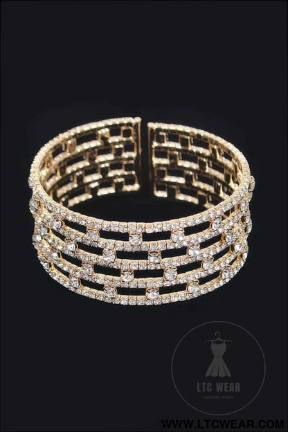 Clear Rhinestone Pattern Bangle