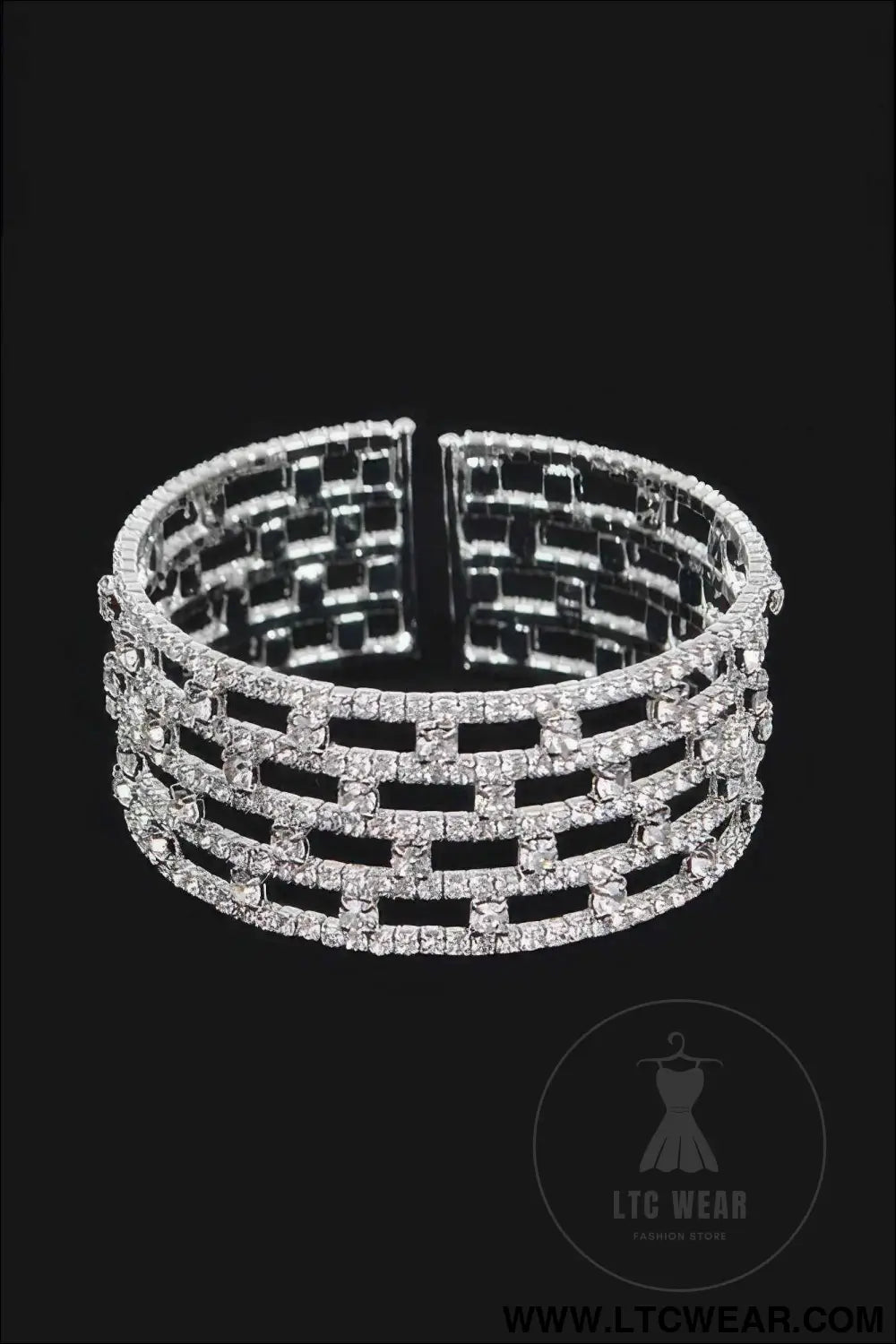 Clear Rhinestone Pattern Bangle
