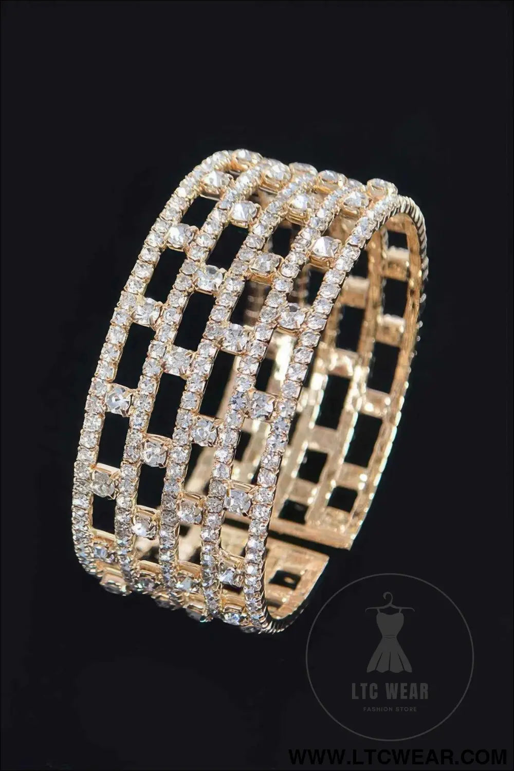 Clear Rhinestone Pattern Bangle
