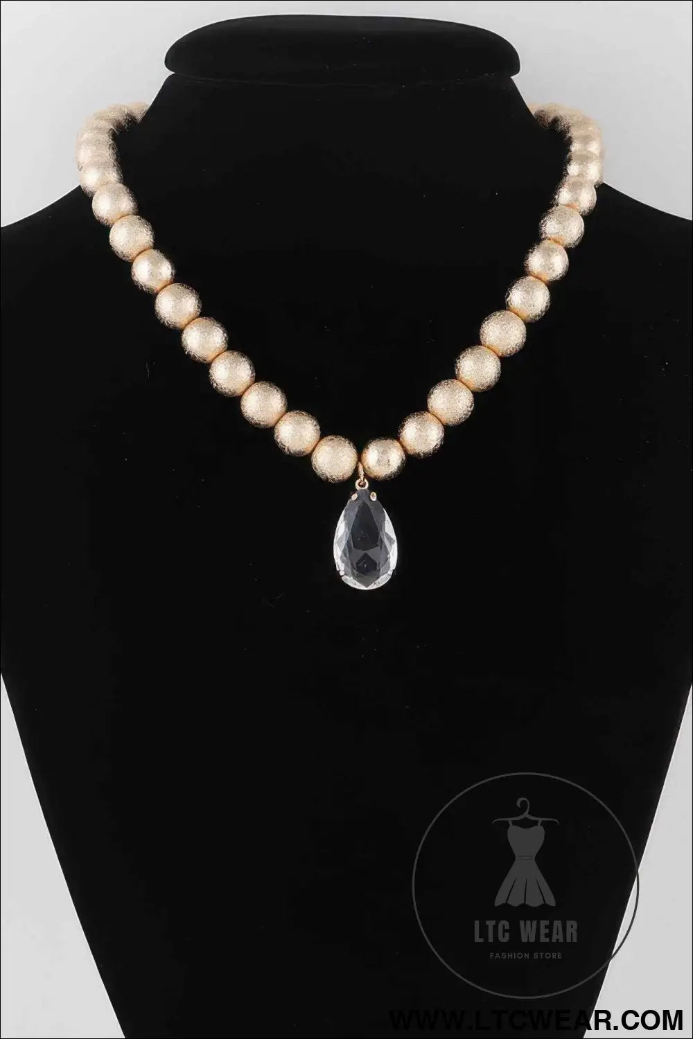 Clear Teardrop Beaded Necklace