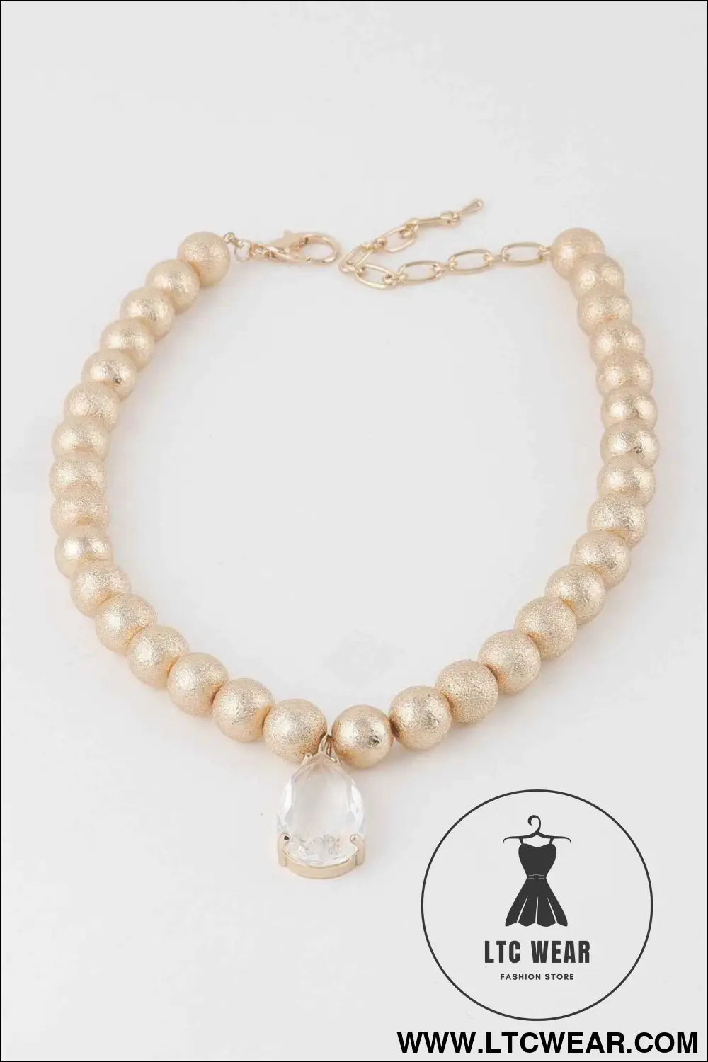 Clear Teardrop Beaded Necklace