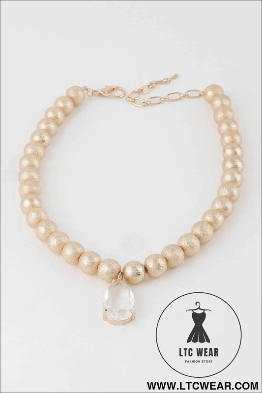 Clear Teardrop Beaded Necklace