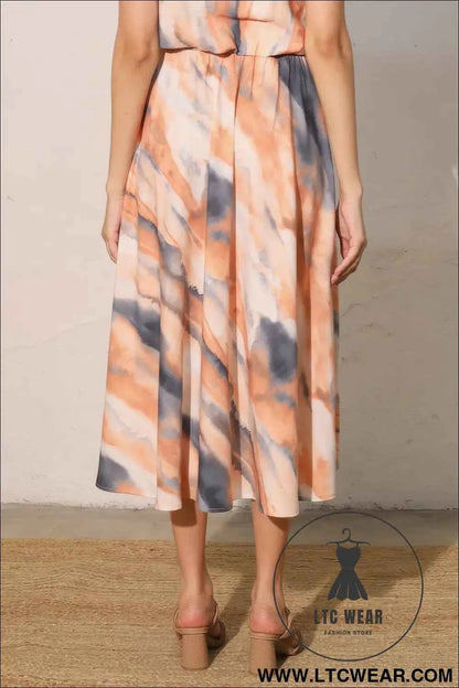 Cloud Tie Dye Midi Swing Skirt