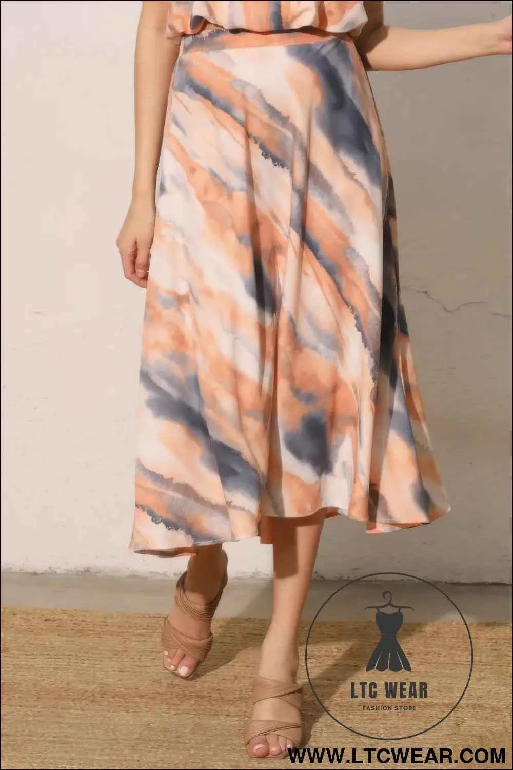 Cloud Tie Dye Midi Swing Skirt