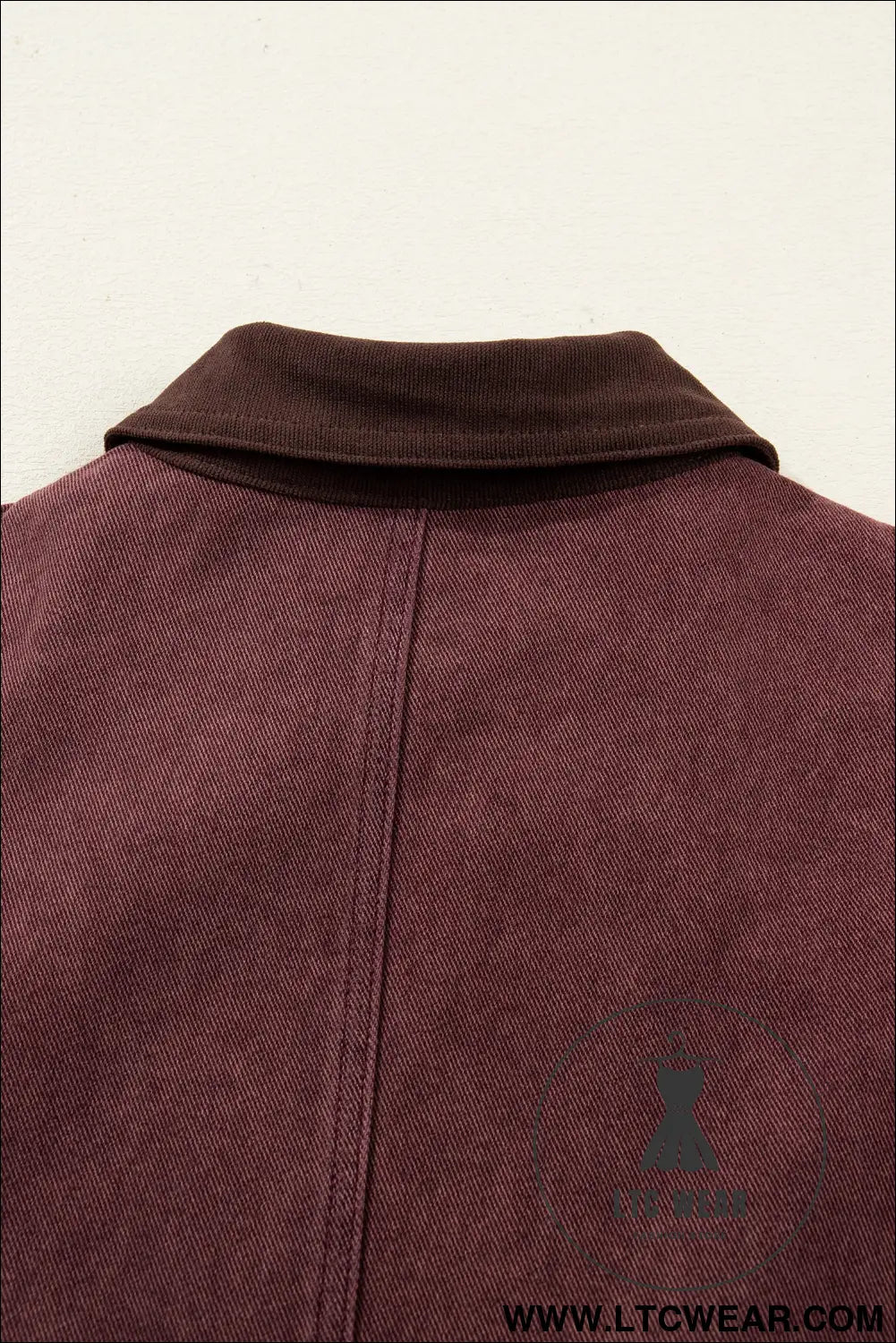 Coffee corduroy collar zipped front denim jacket - jackets