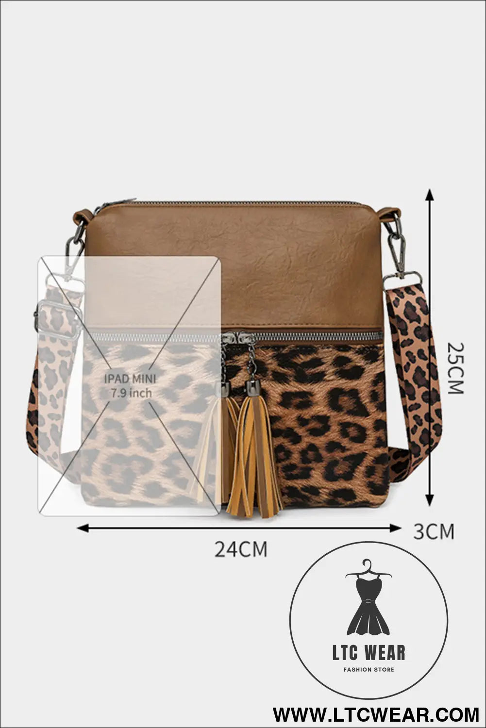 Coffee Leopard Contrast PU Leather Single Shoulder Mini Bag - L.T.C Wear Online Fashion Store