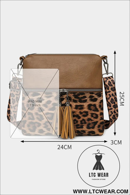 Coffee Leopard Contrast PU Leather Single Shoulder Mini Bag - L.T.C Wear Online Fashion Store