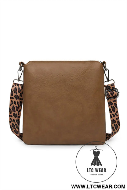 Coffee Leopard Contrast PU Leather Single Shoulder Mini Bag - L.T.C Wear Online Fashion Store