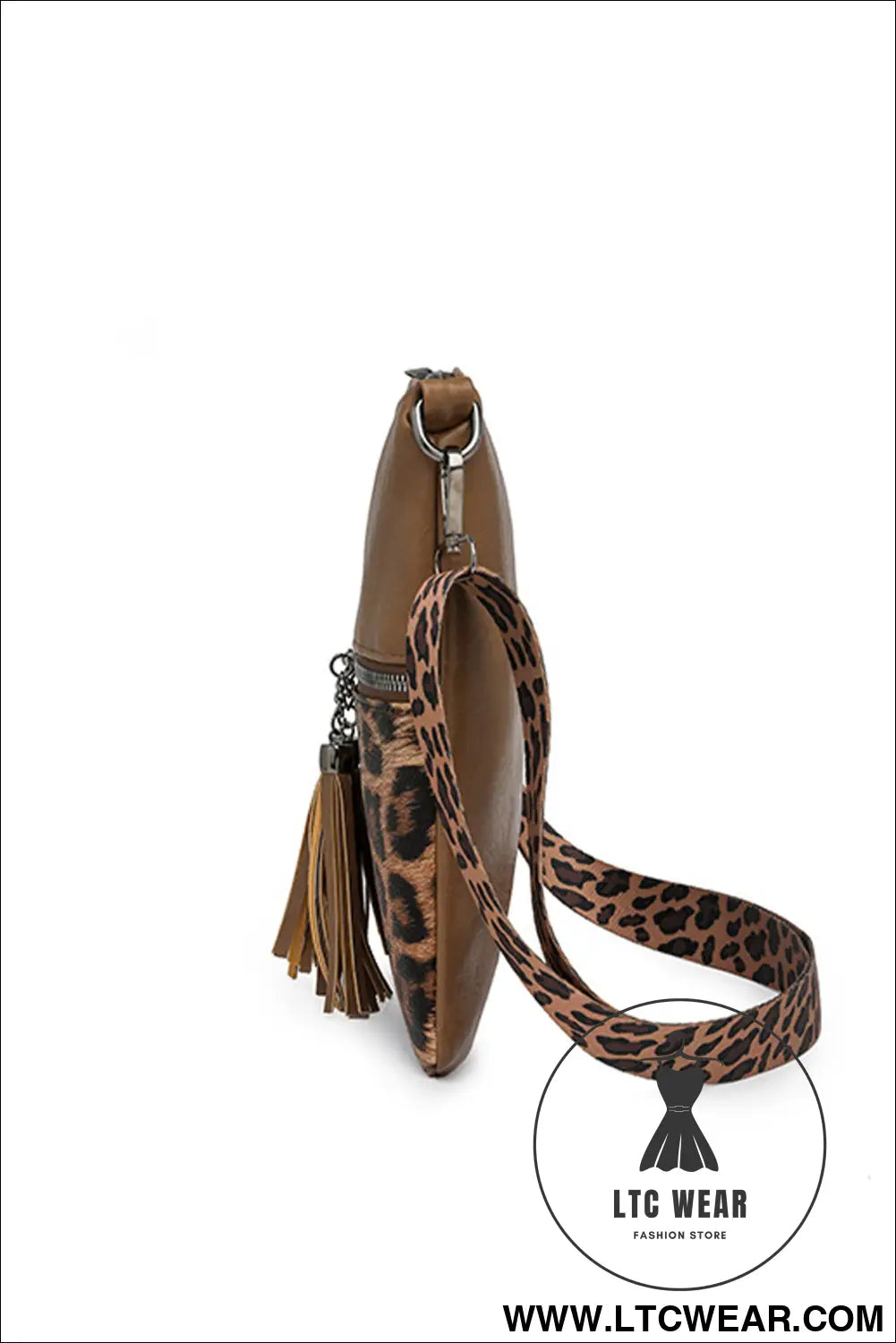 Coffee Leopard Contrast PU Leather Single Shoulder Mini Bag - L.T.C Wear Online Fashion Store