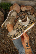 Coffee leopard faux suede mixed patchwork lace up sneakers - coffee / 37 / 100% polyester + 100% tpr - womens shoes