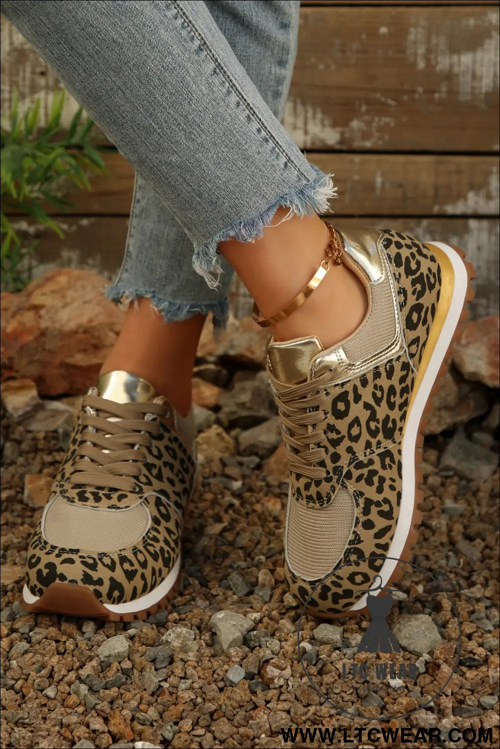 Coffee leopard faux suede mixed patchwork lace up sneakers - womens shoes