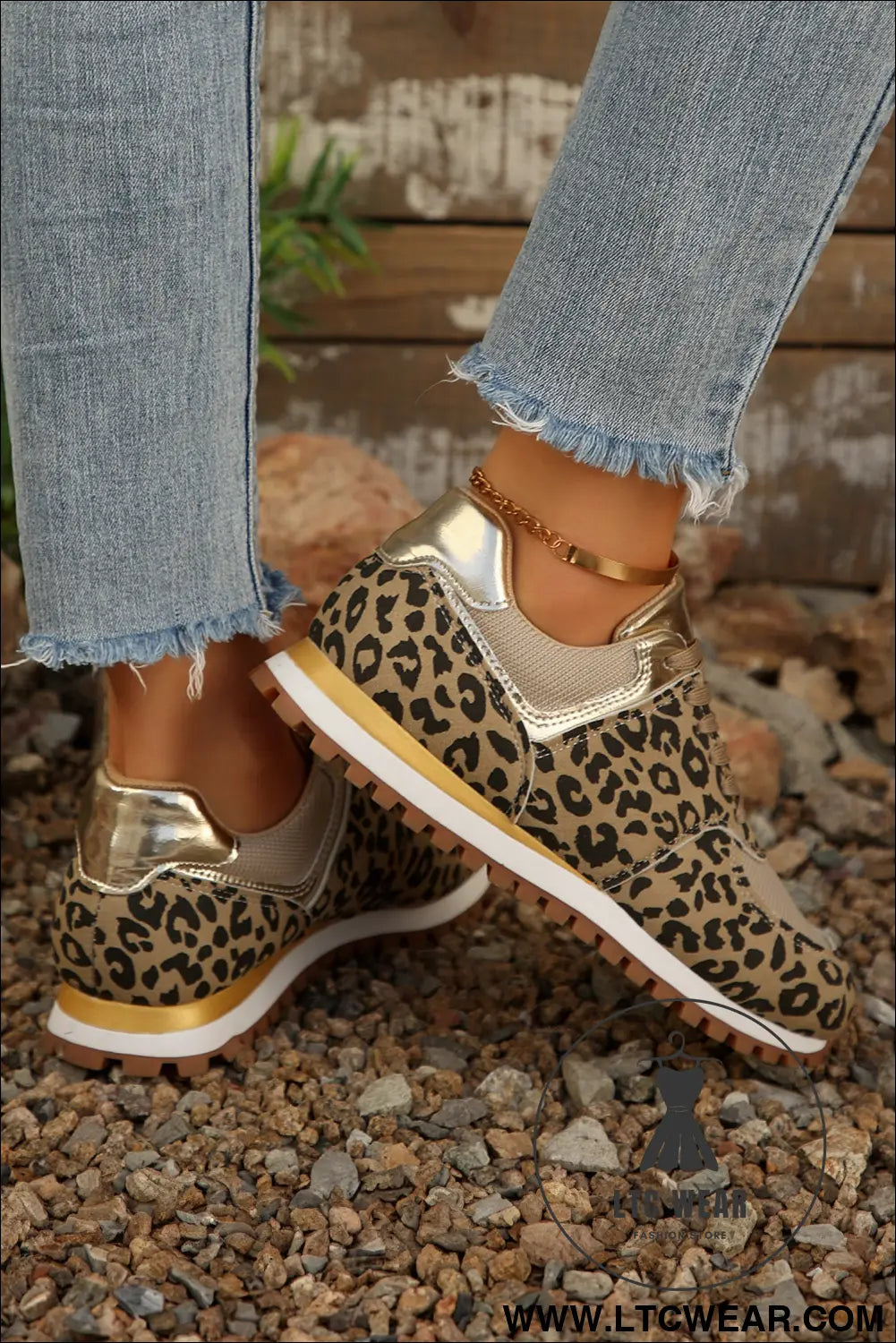 Coffee leopard faux suede mixed patchwork lace up sneakers - womens shoes