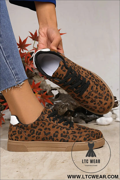 Coffee leopard print contrast heel tab patchwork laceup shoes - coffee / 37 / 100% polyester + 100% tpr - womens shoes