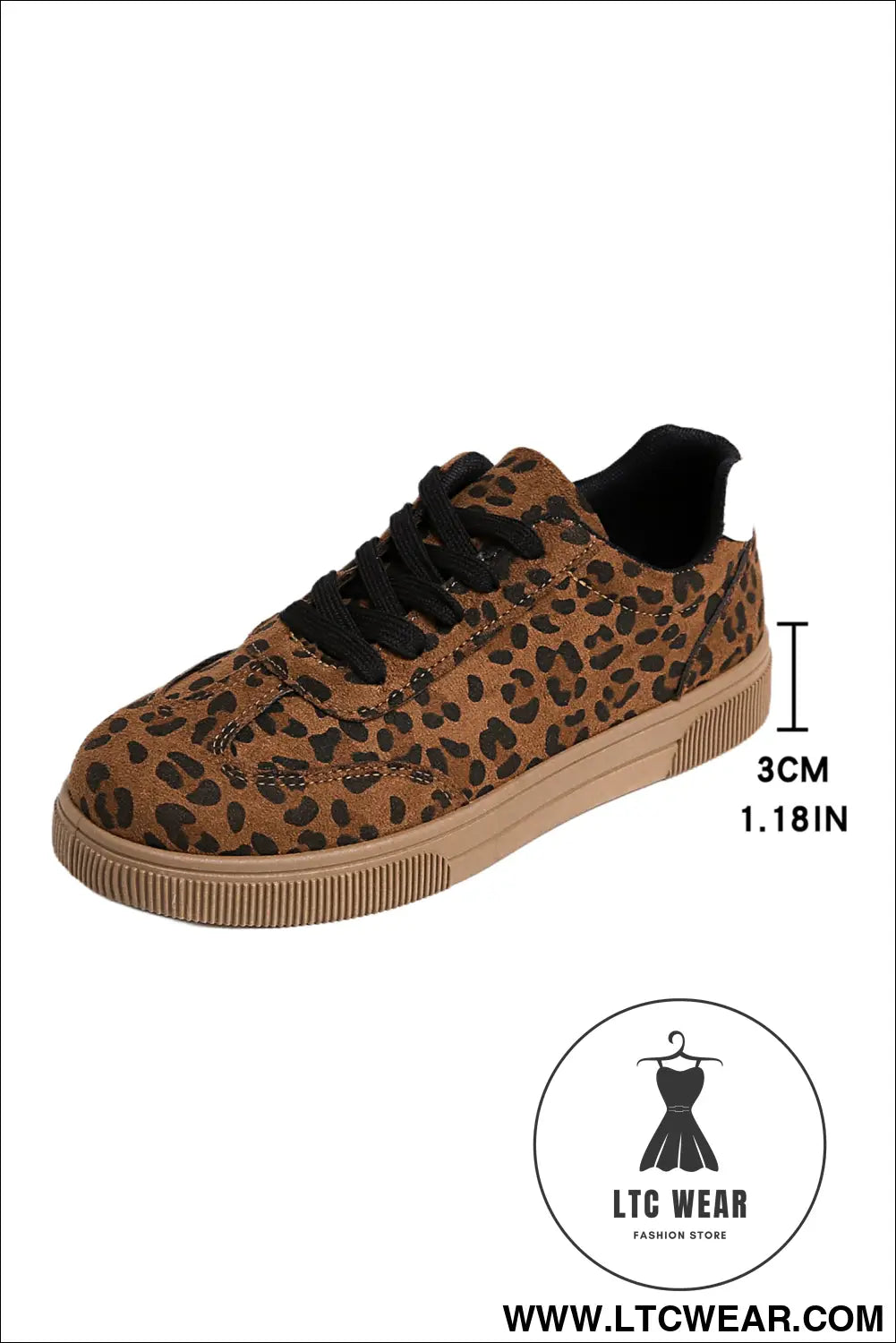Coffee leopard print contrast heel tab patchwork laceup shoes - womens shoes