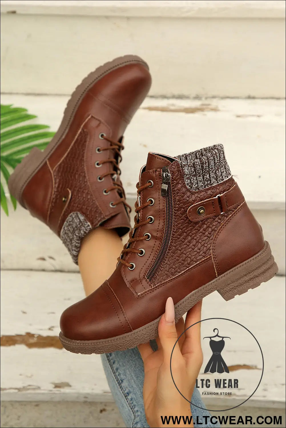 Coffee suede patchwork lace up combat boots - coffee / 37 / suede - boots