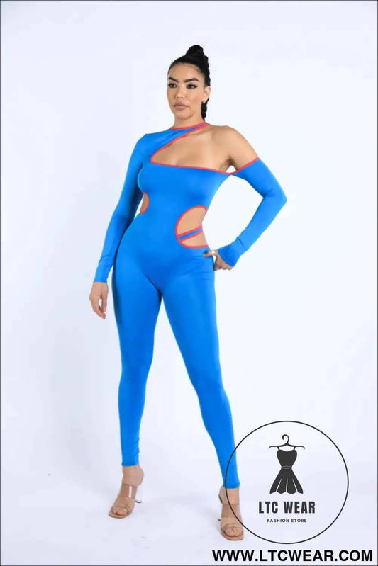 Color Binding Detailed Cutout Jumpsuit
