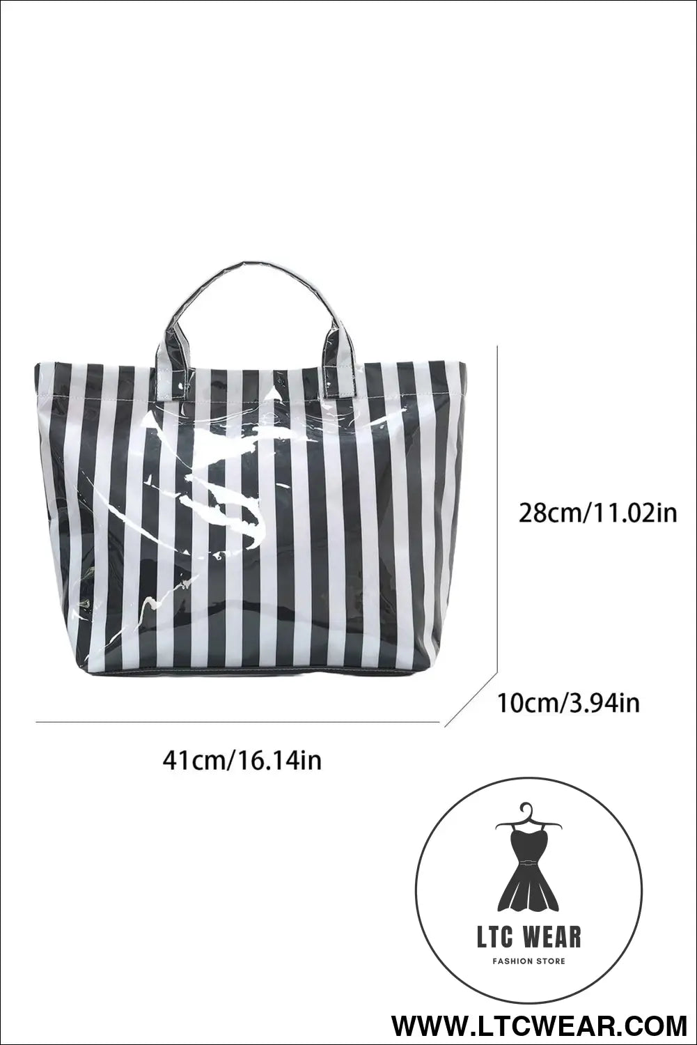 Color black glossy striped vinyl large tote bag - color black / one size / 95% pu + 5% alloy - handbags