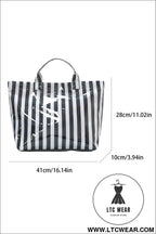 Color black glossy striped vinyl large tote bag - color black / one size / 95% pu + 5% alloy - handbags