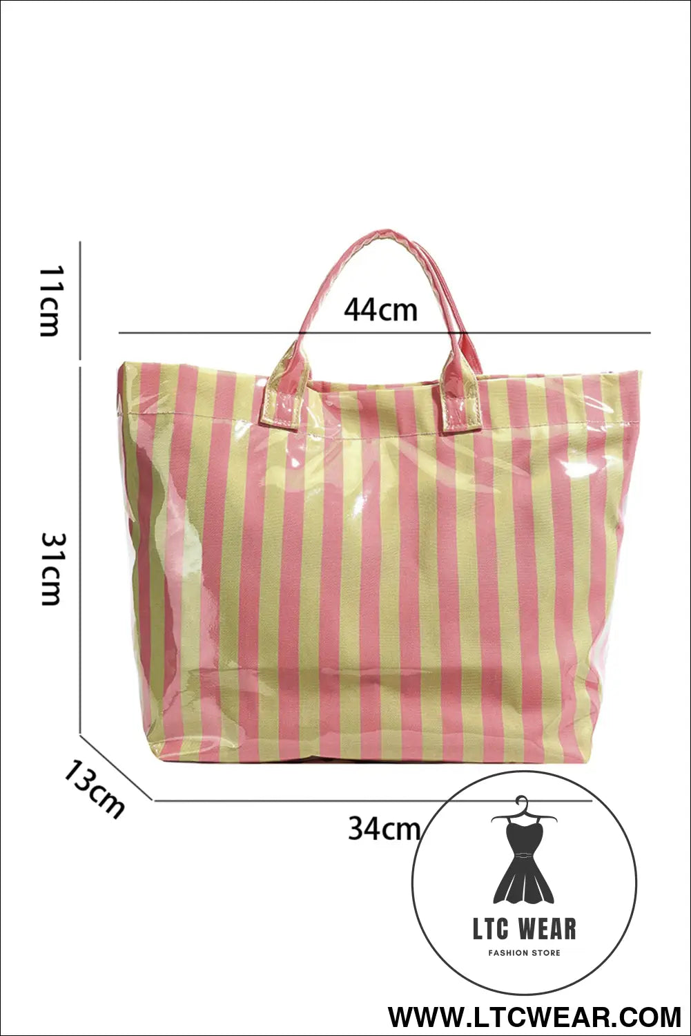 Color black glossy striped vinyl large tote bag - shoes & bags/handbags