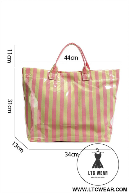 Color black glossy striped vinyl large tote bag - shoes & bags/handbags