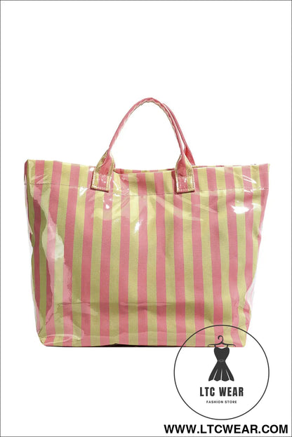 Color black glossy striped vinyl large tote bag - shoes & bags/handbags
