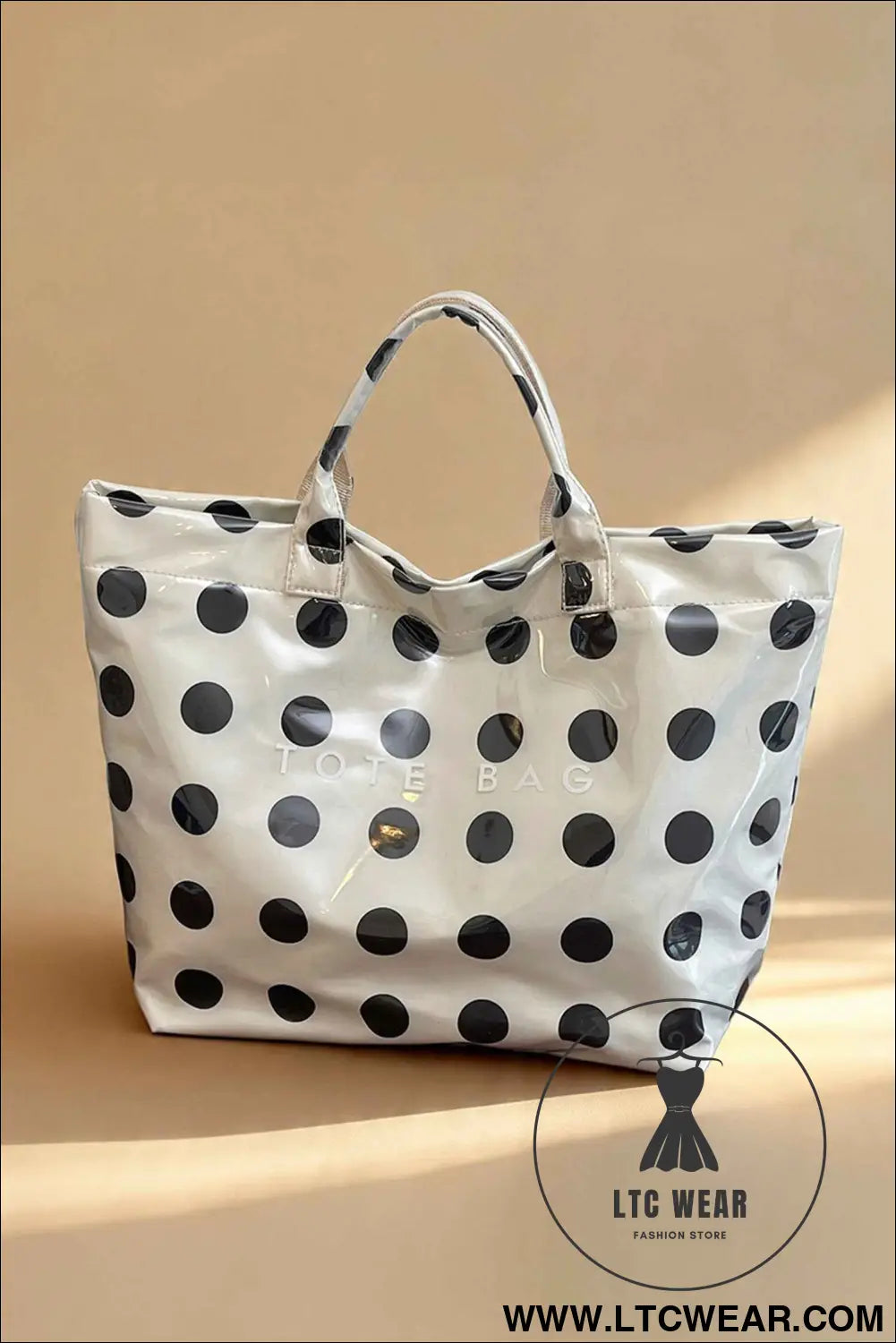 Color black Polka Dot Durable Waterproof PVC Tote Bag
