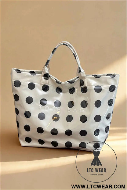 Color black Polka Dot Durable Waterproof PVC Tote Bag