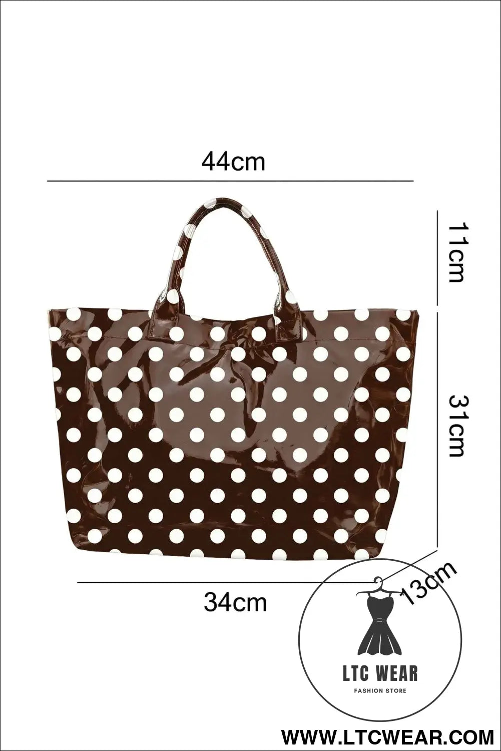 Color black Polka Dot Vinyl Glossy Tote Bag