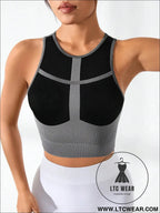 Color block round neck active tank top