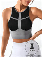Color block round neck active tank top