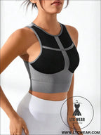 Color block round neck active tank top
