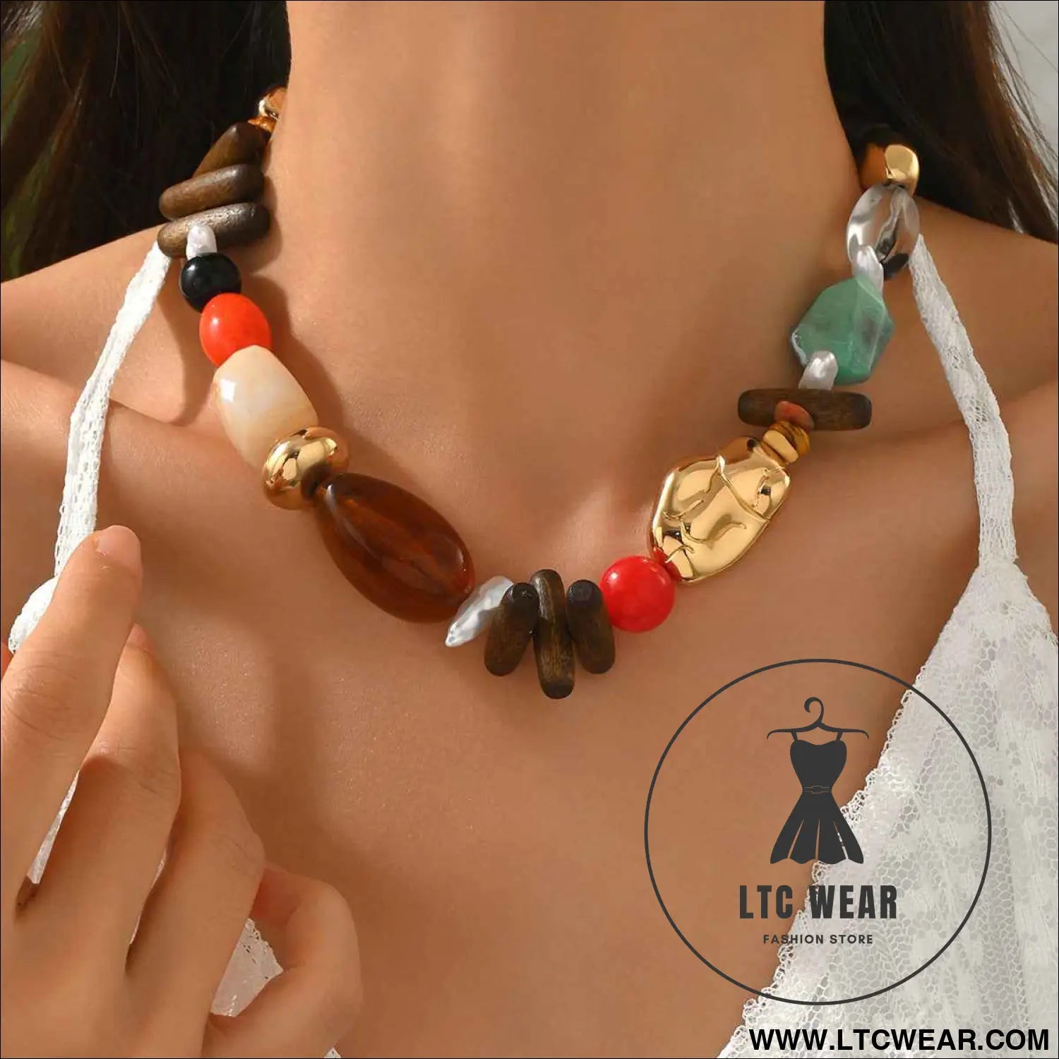 Colorful Resin Bead Necklace and Bracelet Set Collection