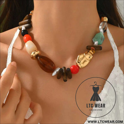 Colorful Resin Bead Necklace and Bracelet Set Collection