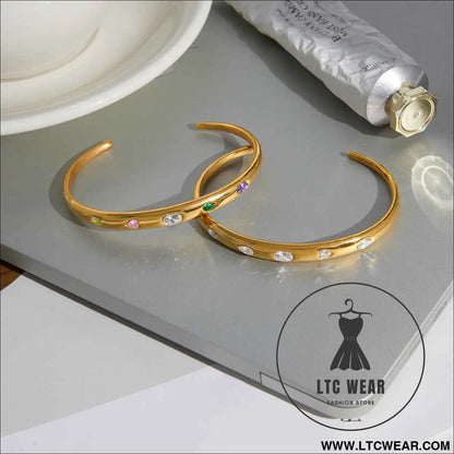 Colorful Zircon Open Bangle Collection
