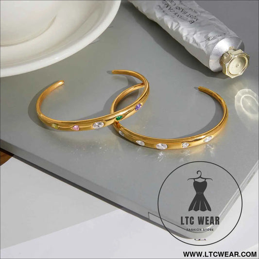 Colorful Zircon Open Bangle Collection