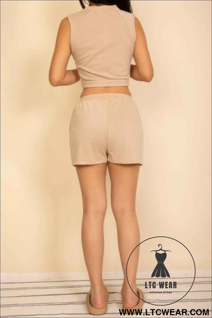 Cotton French Terry Crop Top & Shorts Set