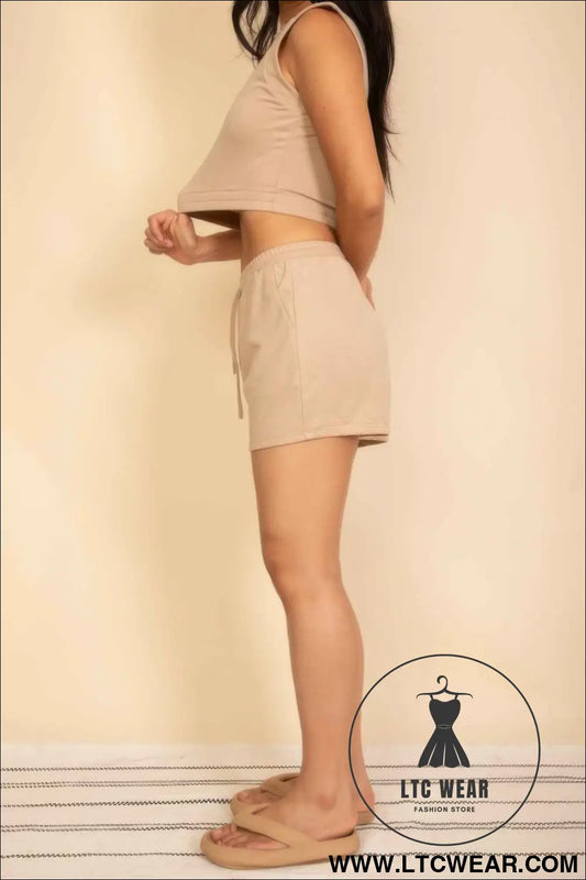 Cotton French Terry Crop Top & Shorts Set