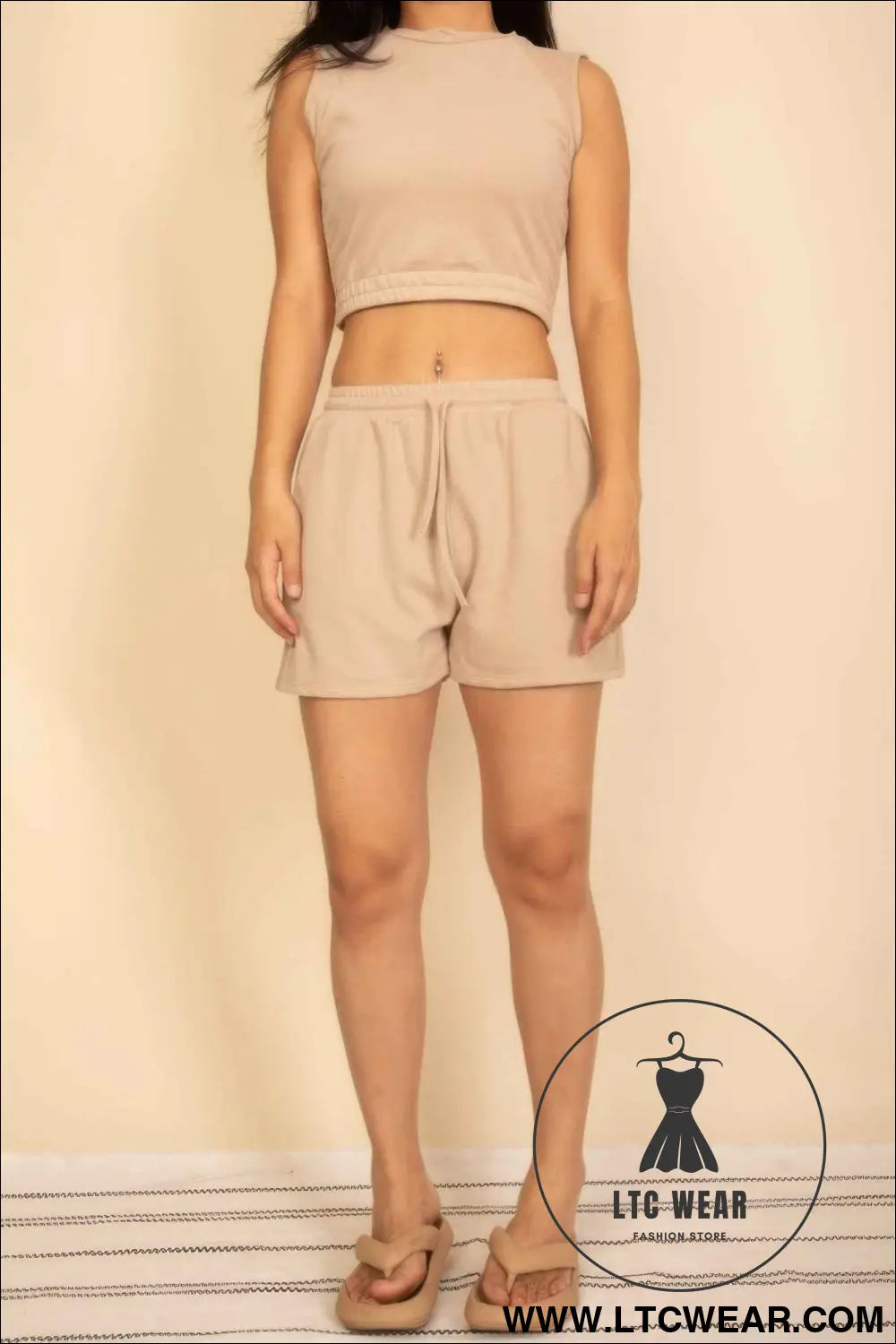 Cotton French Terry Crop Top & Shorts Set