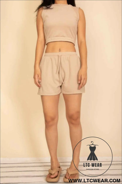 Cotton French Terry Crop Top & Shorts Set